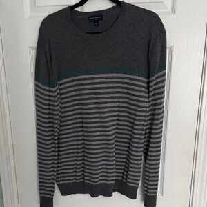 Banana Republic Men's Sweater in Gray and Green Stripes